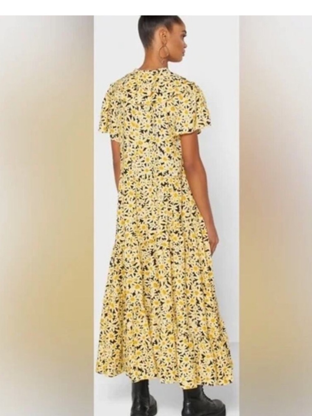 Yellow Daisy Floral Mini Shirt Dress Topshop Size 10, NWT - Picture 2 of 12